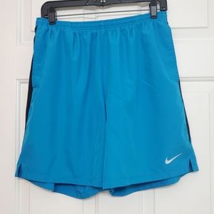 XL Turquoise & Gray NIKE Running Lined Gym Shorts Dri Fit Mens